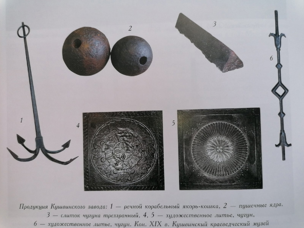Продукция Кушвинского завода конца 19 века хранящаяся в Кушвинском краеведческом музее (фото из книги П.М. Обухов, 2020 г., г.Санкт-Петербург) 3. 2 глава книги посвященная Уралу и Кушве в частности (фото из книги П.М. Обухов, 2020 г., г.Санкт-Петербург)